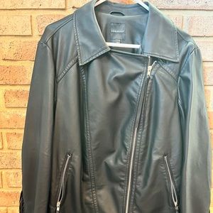 Lane Bryant faux (pleather) jacket with fringe trim.  Size 18/20. Like new